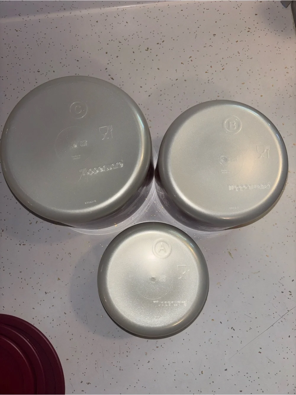 Tupperware Christmas Holiday Stacking Canisters Set of 3 Red Vintage Style